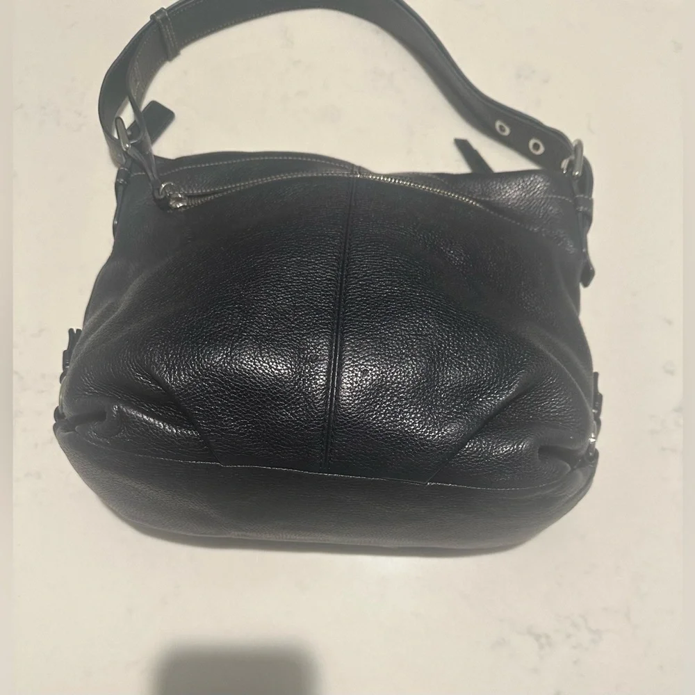 Coach Vintage Black Leather Duffle Hobo Bag